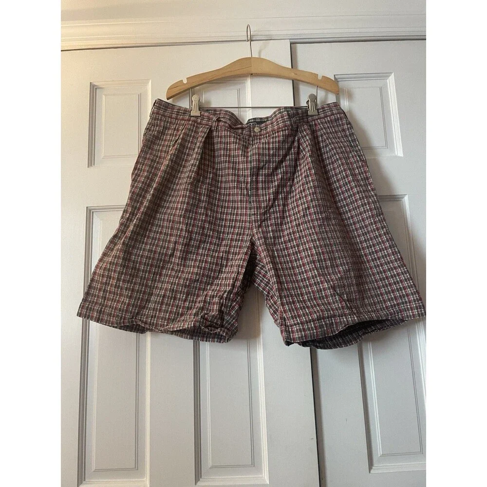 Vintage Polo Ralph Lauren Plaid Shorts Mens 42 Pleated 90s Cotton Macau